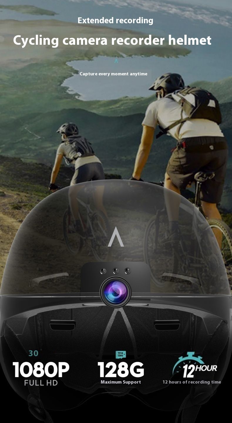 Câmera inteligente Bluetooth HD para bicicleta, esportes ao ar livre, capacete multifuncional, respirável e leve_voghion.com