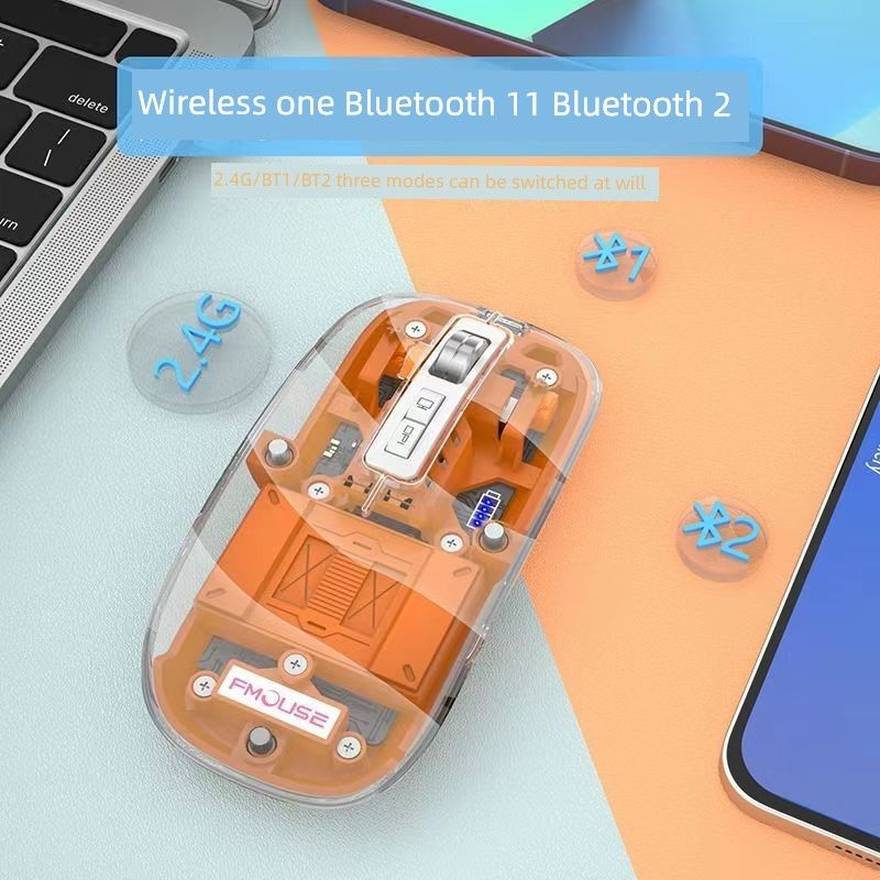 Carregamento sem fio Bluetooth, novo mouse USB 2.4g transparente de modo duplo, neutro para homens e mulheres, para jogos em casa e escritório_voghion.com