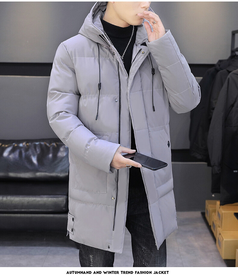 Giacca da coppia da uomo di media lunghezza con cappuccio in caldo piumino ispessito casual invernale in cotone oversize_voghion.com