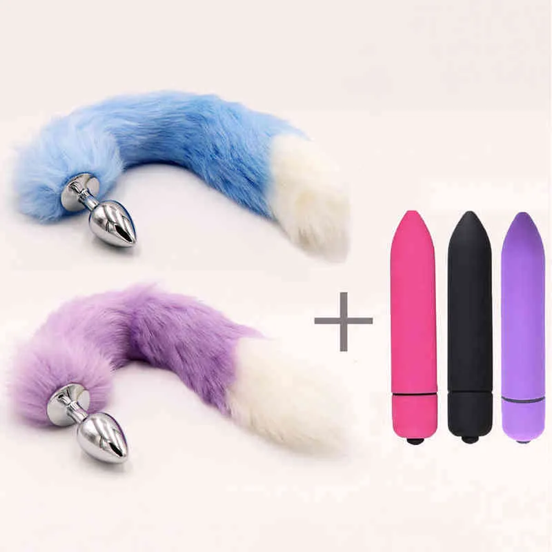 NXY Sex Spielzeug für Erwachsene, Kugelvibrator, G-Punkt-Klitoris-Stimulator, Edelstahl, Fuchsschwanz, Analplug, Spielzeug für Frauen_voghion.com