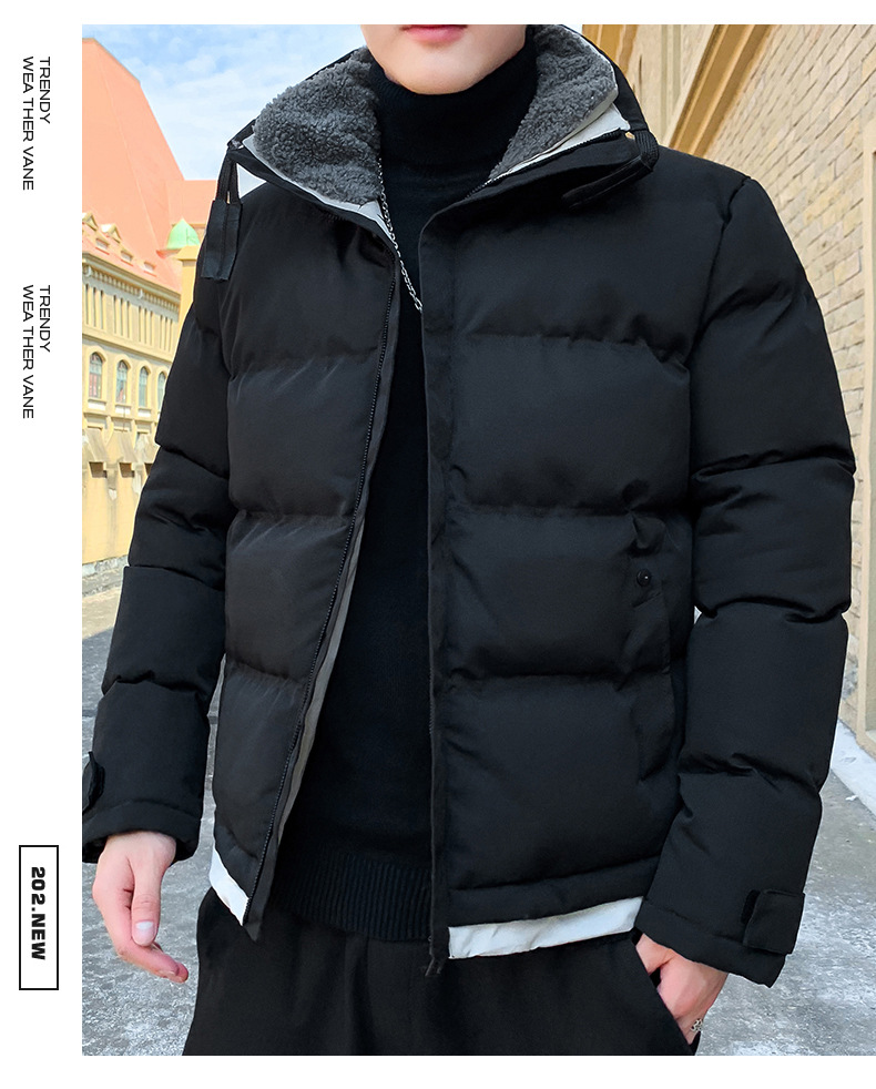 Cappotto in cotone per abbigliamento da uomo, cappotto in cotone ispessito, tendenza della moda, versatile cappotto in cotone ricamato con colletto rialzato, taglie forti_voghion.com