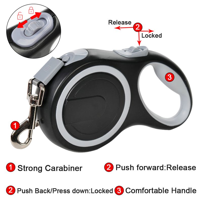 Holapet Retractable Dog Leash 5m Black By PawParty Store_voghion.com