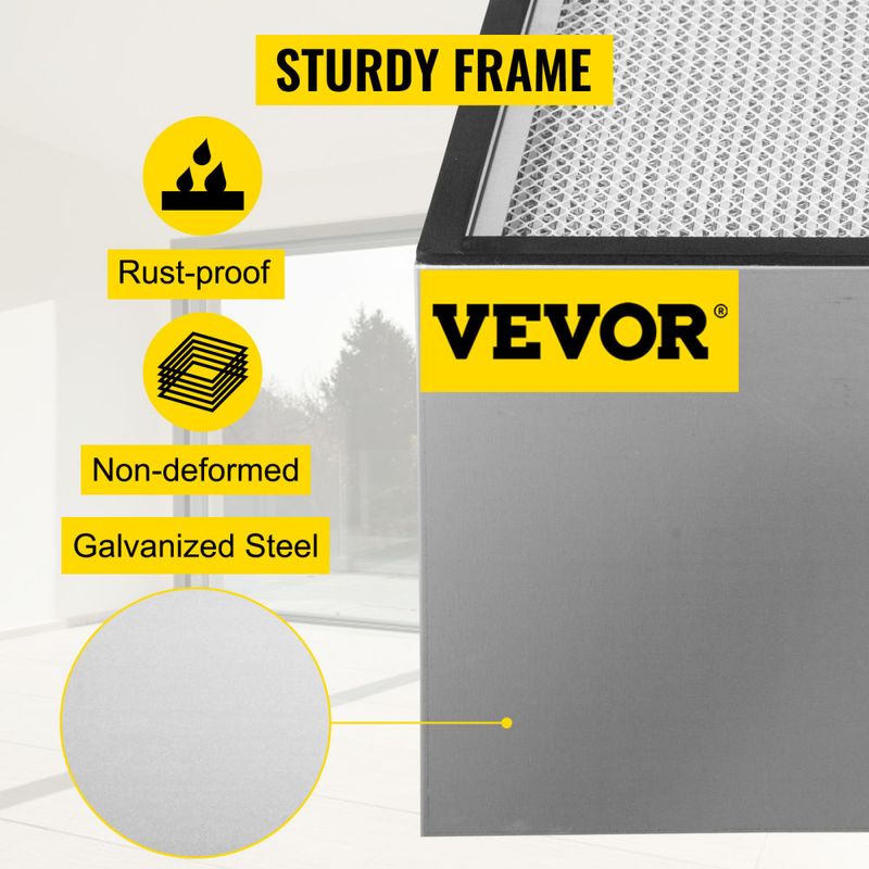 VEVOR HEPA Replacement Filter, 24''x24''x11.5'' AC Filter, True HEPA Pleated Air Filter, Air Filter Replacement with Galvanized Frame, 99.97% Standard_voghion.com