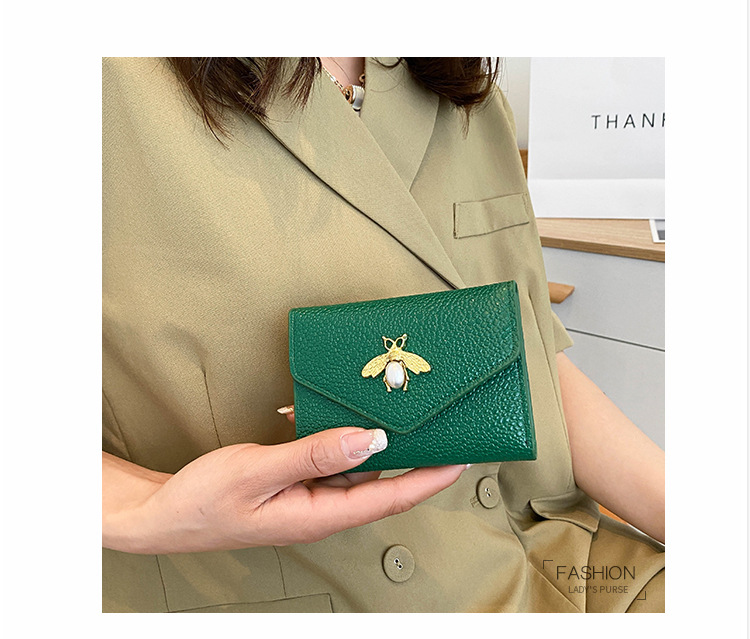 Cross-border small bee wallet female 2023 new short section small and thin section wallet 30% off niche solid color coin purse PU_voghion.com
