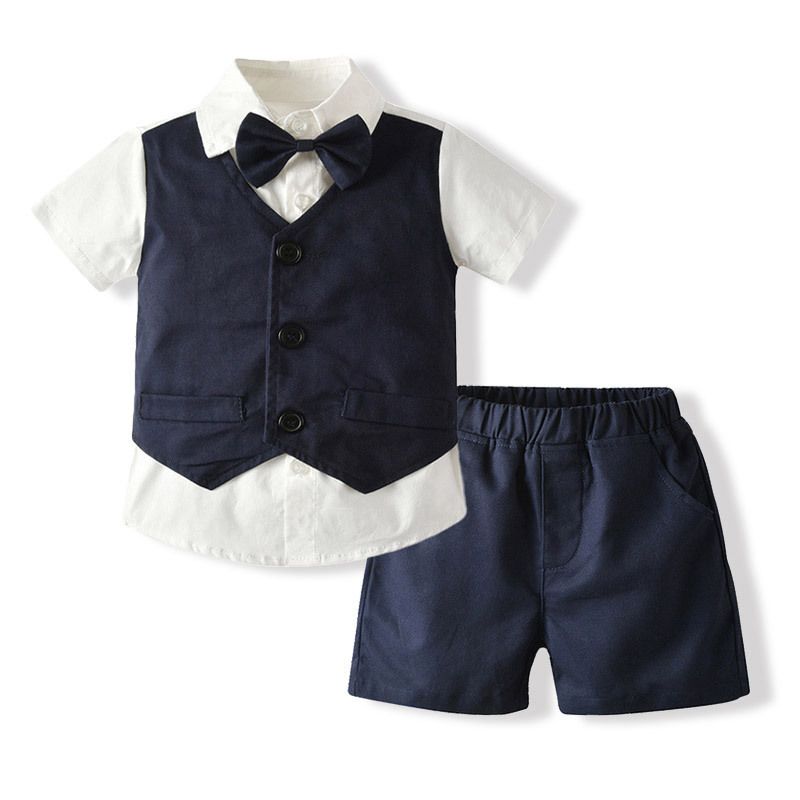 Herrenbekleidung Jungen Gentleman Kleid Sommer neue zweiteilige Kurzarm-Shorts Kinderbekleidung Drop Shipping_voghion.com