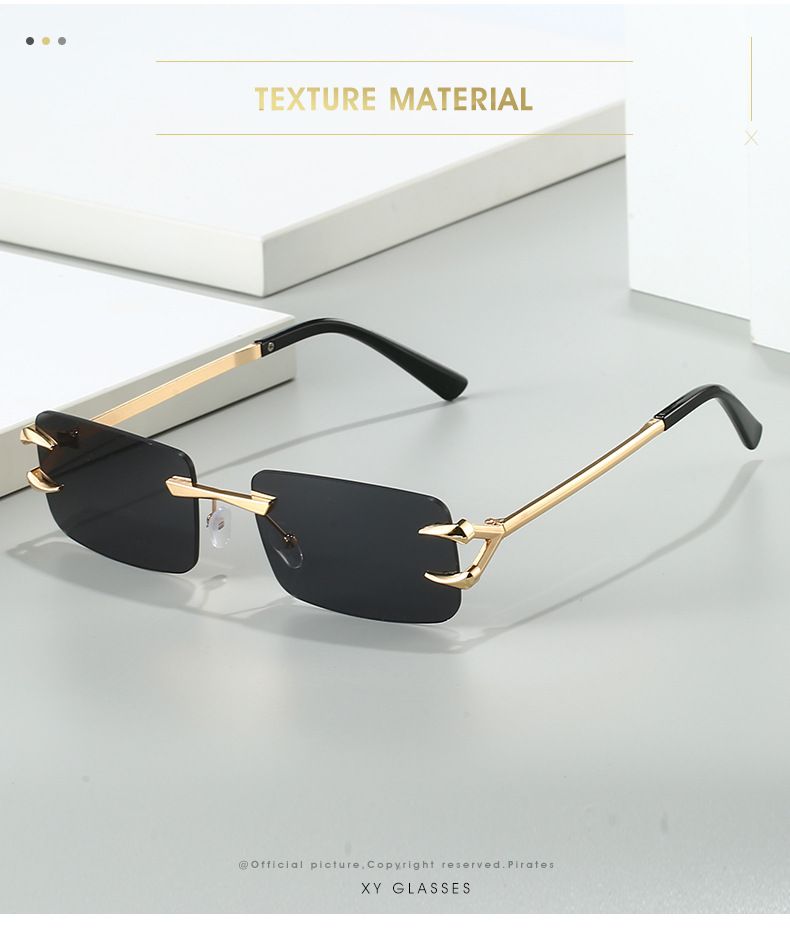 VOOTHOST New Rectangle Rimless Sunglasses Retro Brand Designer Clear Ocean Gradient Eyewear Men Women UV400 Sun Glasses F0285_voghion.com