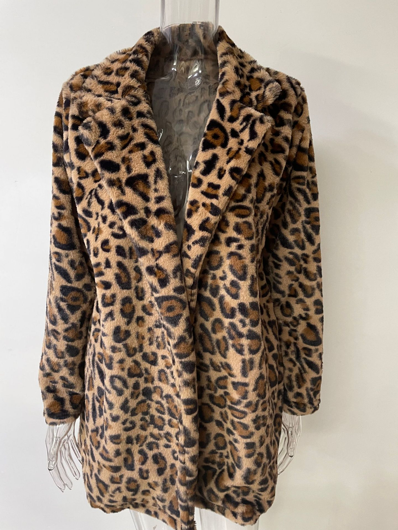 Herbst und Winter Leopardenmuster Damenbekleidung Mode Temperament Pelz Lose Pelzmantel mit Taschen_voghion.com