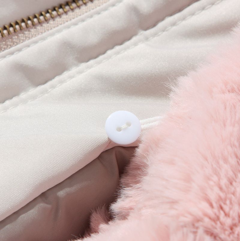 Giacca da donna in cotone con cerniera, giacca alla moda, nuovo collo in pelliccia staccabile, parka in cotone con cappuccio caldo_voghion.com