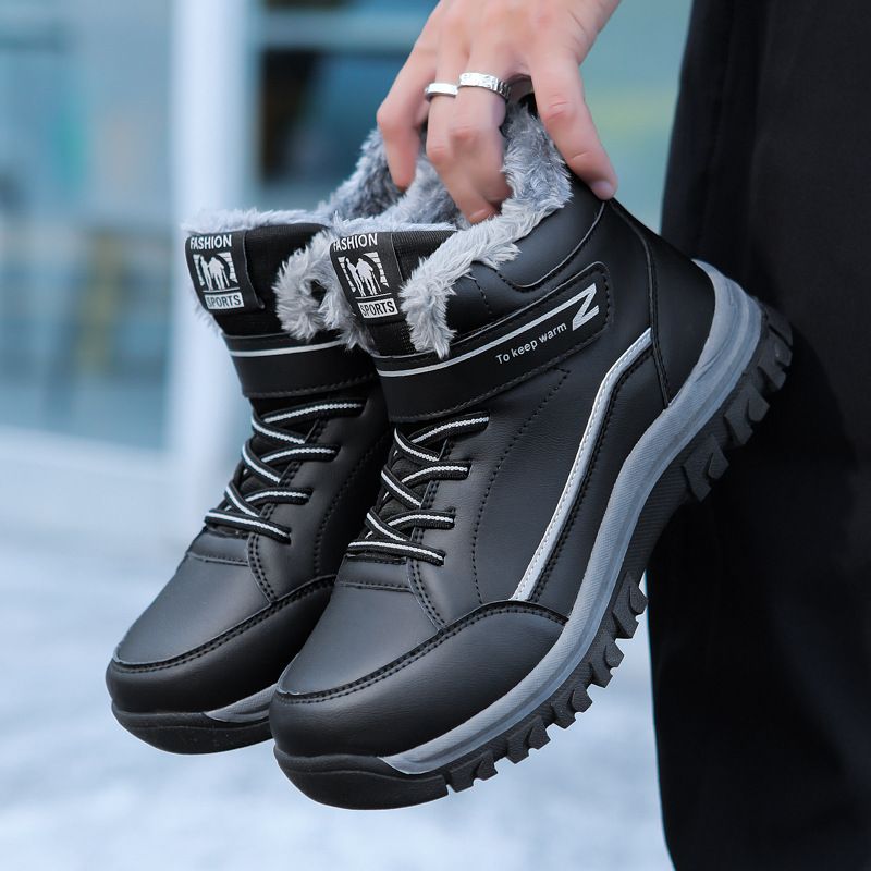 Chaussures d'hiver montantes en velours pour femmes âgées, chaussures chaudes en coton pour hommes d'âge moyen, chaussures de marche pour maman et papa_voghion.com