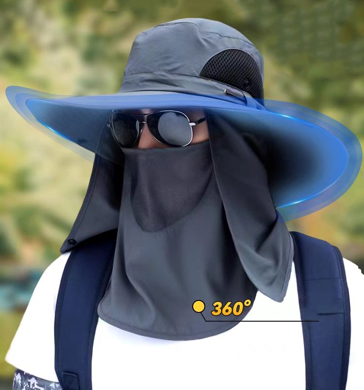 Fashion Summer Quick-drying Boonie with Neck Mask Cover Men Breathable Mesh Sun Visor Fisherman Hats Outdoor Wide Brim Bucket_voghion.com