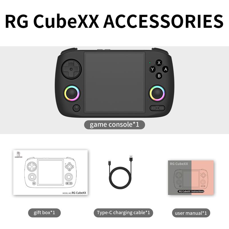 Anbernic RG CubeXX Retro-Handheld-Spielekonsole, 3,95-Zoll-IPS-Bildschirm, Linux-System, integrierte 64G-TF-Karte, Unterstützung für 5056 Spiele_voghion.com