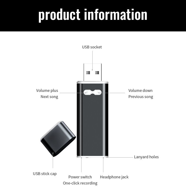 Enregistreur vocal numérique Q13, enregistreur USB de conférence, enregistreur MP3AI intelligent professionnel haute définition avec réduction du bruit et télécommande_voghion.com