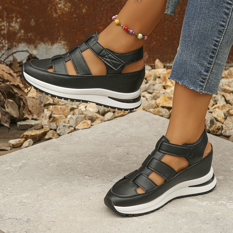 Lässige Sandalen mit Hohlsaum für Damen – Dicke Plateausohle für mehr Körpergröße (leichte Sommersandalen für das Styling jedes Outfits)_voghion.com