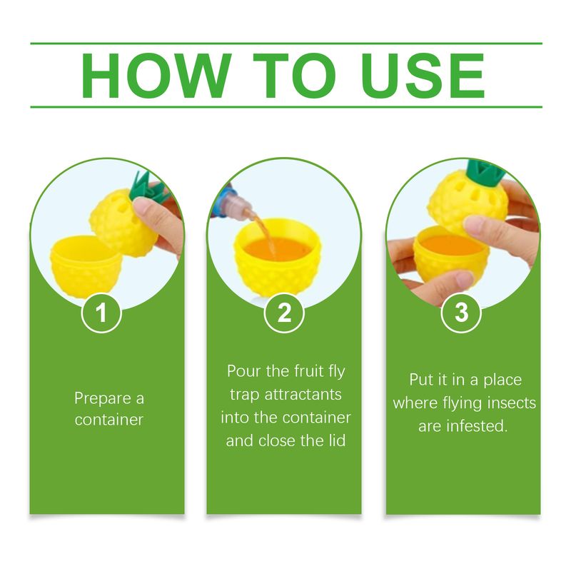 Yegbong Fruit Fly Trap Supplement Set, Fruit Fly Lure Water Physical Trap Fruit Fly Trap Agent_voghion.com