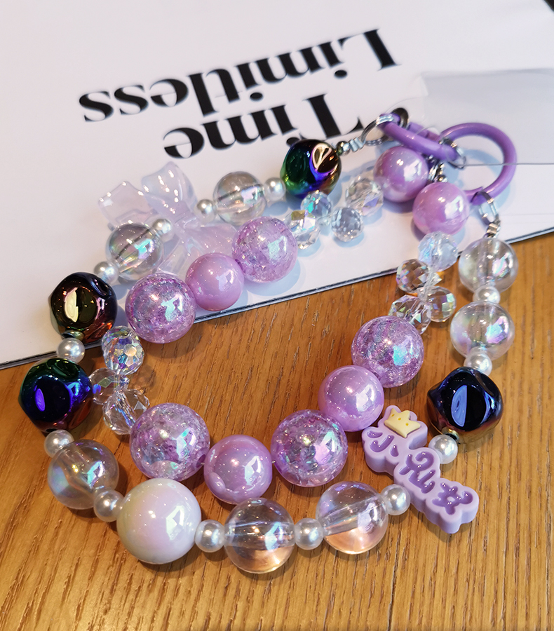 Mobiltelefon nyakpánt nőknek tündér kristály csukló repedés gyöngy dupla lánc átlátszó gyöngy nyakpánt klip stílus anti veszteség_voghion.com