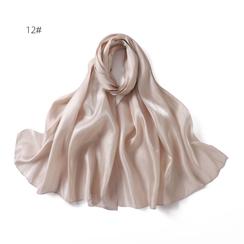 Unisex Solid color soft shimmering satin scarf women's scarf sunblock shawl Muslim_voghion.com