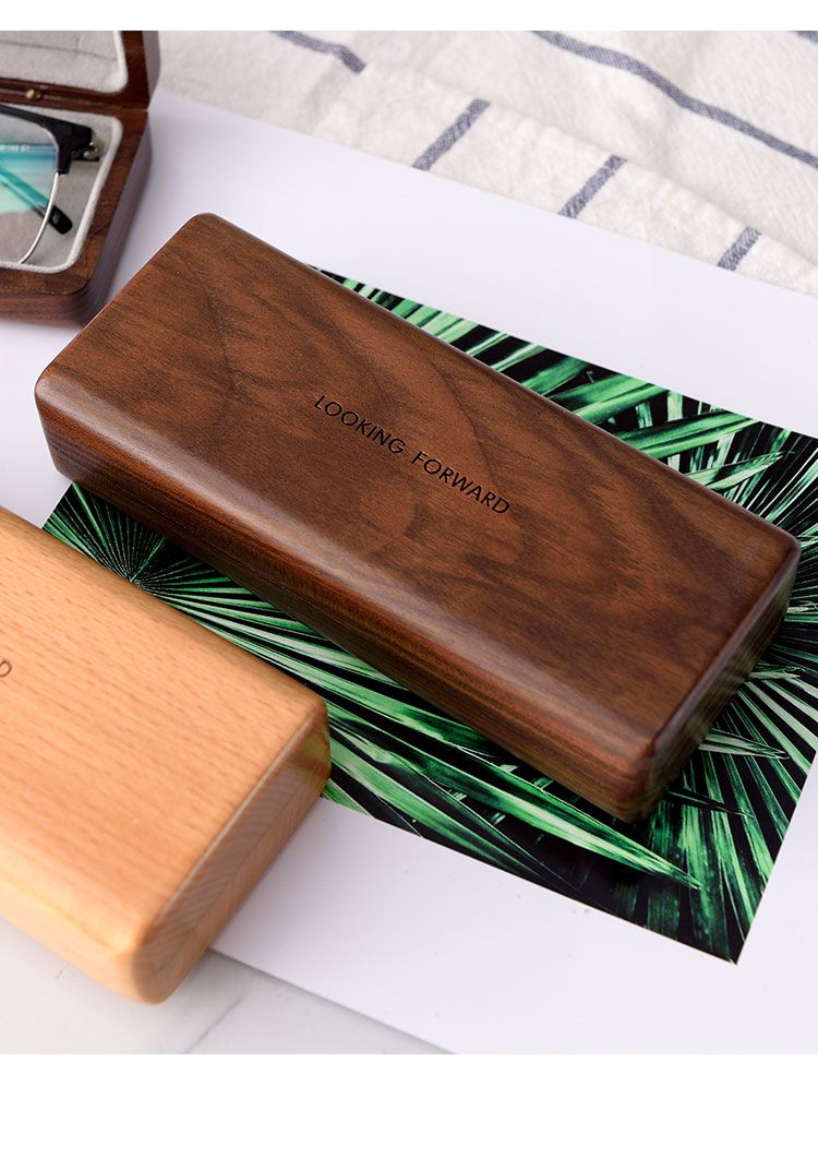 Unisex Myopia glasses case simple wooden classic glasses case portable business gift retro art_voghion.com