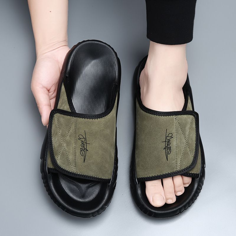 Strato superiore da uomo in pelle bovina antiscivolo e antiodore, fresco con suola spessa, tendenza moda di fascia alta per la casa_voghion.com