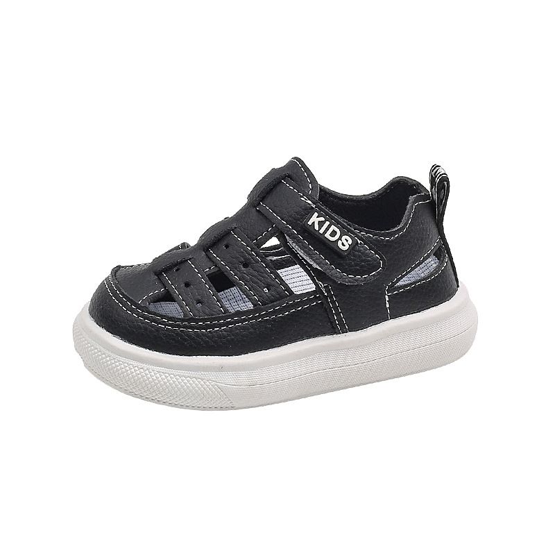 Sandali per bambini alla moda estiva 2024, scarpe da spiaggia in pelle con fori per bambini e bambine, scarpe con suola morbida_voghion.com