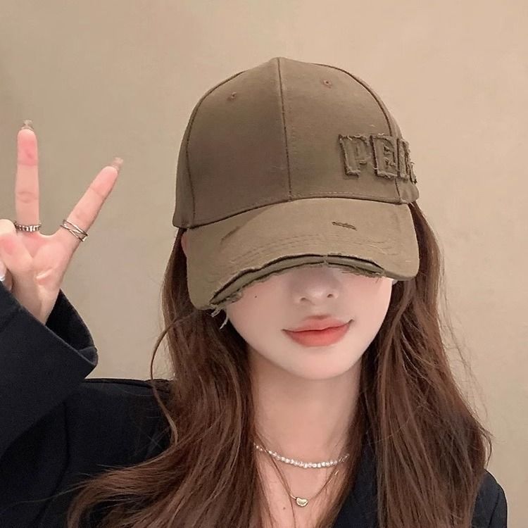 Display per viso femminile da baseball personalizzato a tesa larga da 21 cm, cappello piccolo, marchio alla moda, berretto a becco d'anatra con top rigido invecchiato,_voghion.com