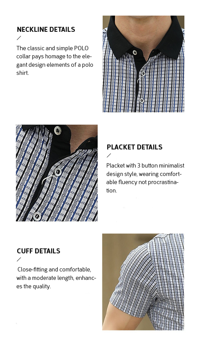 Comfortable and stylish with ribbed lapel men's short-sleeved T-shirt men's Polo shirt men_voghion.com