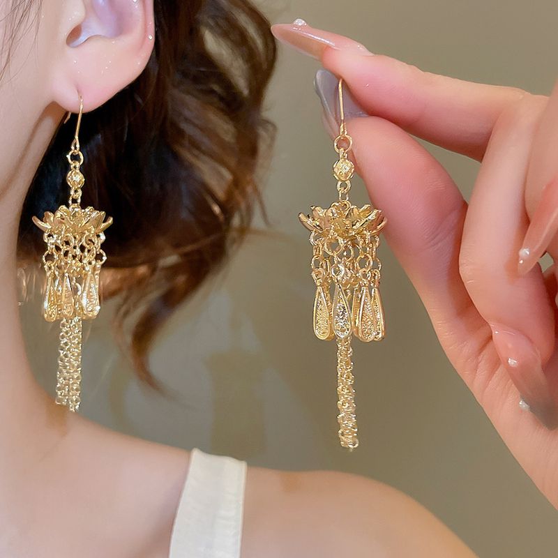 Nuovi orecchini di lusso di alta qualità con perline di vetro a goccia in stile cinese, versatili e semplici, con ganci per le orecchie, leggeri e alla moda._voghion.com
