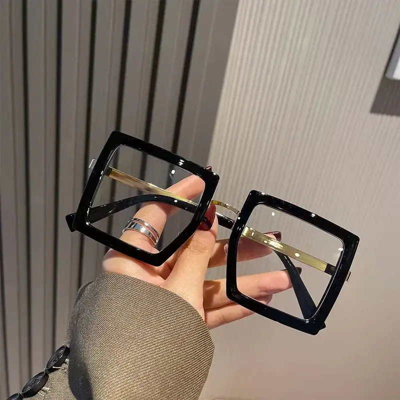 Lunettes d'ordinateur rétro surdimensionnées pour femmes, nouveau Style de grande myopie, blocage de la lumière bleue, monture carrée, lunettes de vue courtes_voghion.com
