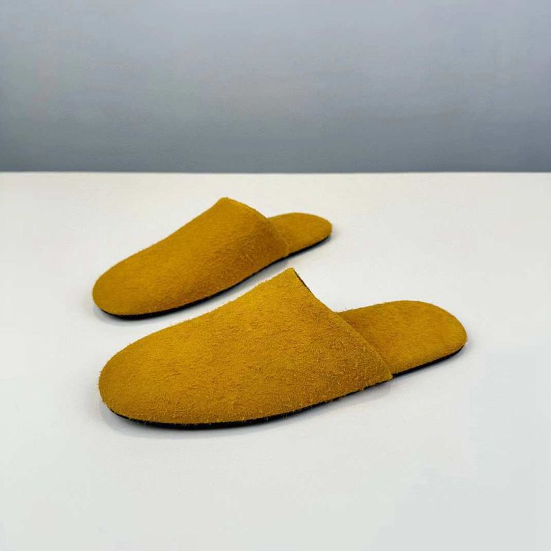 Kuhwildleder ~ Faule, geschlossene Zehenpartie, halbflache Hausschuhe für Zuhause, luxuriös, rutschfest, bequem, vielseitig, lässig_voghion.com