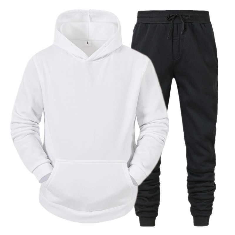 Straight Hoodie Smooth Plate Solid Color Sweater Sport 2 Piece Set Autumn And Winter Fleece_voghion.com