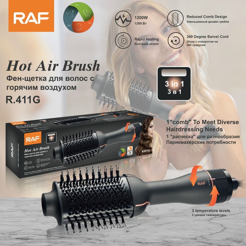 Asciugacapelli elettrico automatico con spazzola ad aria calda 3 in 1, standard UE RAF e piastra per capelli a doppio uso_voghion.com