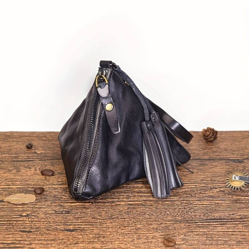 Vegetable tanned leather vintage top layer clutch women's handmade personality large capacity old cowhide key bag coin_voghion.com