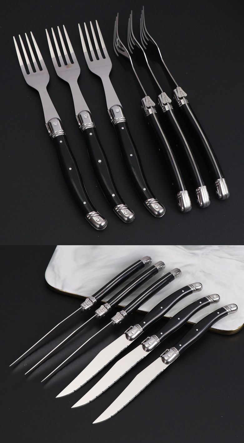 Set da bistecca Laguiole Elite da 6 pezzi - Manico in ABS a codolo intero_voghion.com