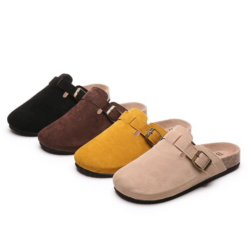 Unschlagbare Qualität Wind Herbst und Winter Mode Wildleder Hausschuhe, lässige Zehenabdeckung, Gürtelschnalle, Plus Größe Damenschuhe_voghion.com