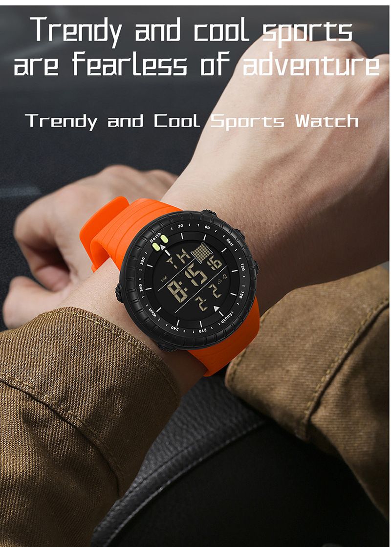 Large Dial Digital Sports Watch With Night Light, Waterproof, Alarm, Stopwatch, And Multi-Function Men Women Luminous Alarm Clock Multi Function Watch_voghion.com