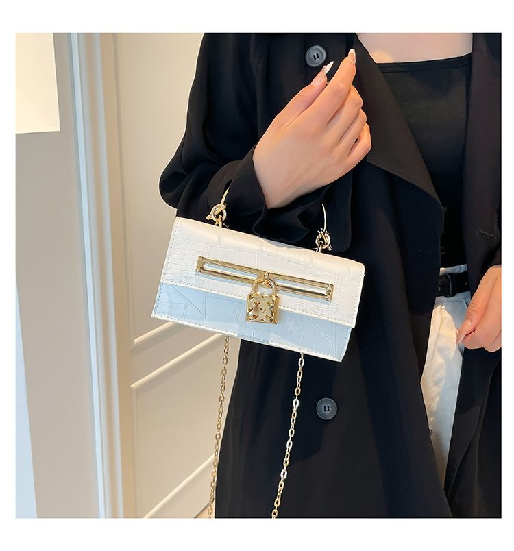 Women's Stylish And Versatile Small Square Shoulder Bag - Crossbody & Handheld For Daily Use, PU Leather With Alligator Texture, Magnetic Closure_voghion.com