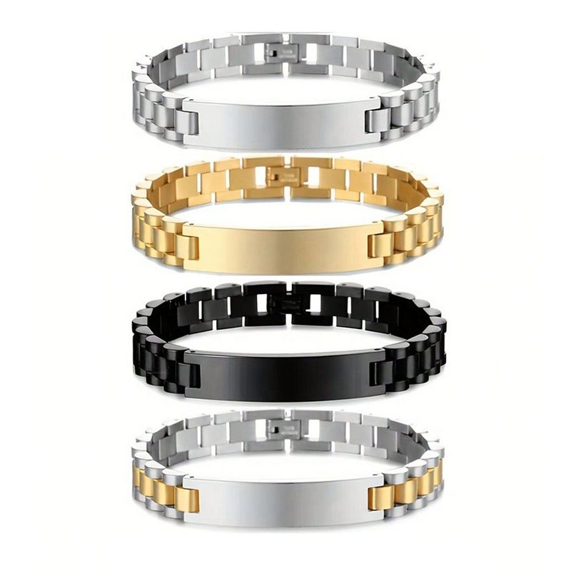 Kedja i rostfritt stål med böjt märkesgraverat klockarmband_voghion.com