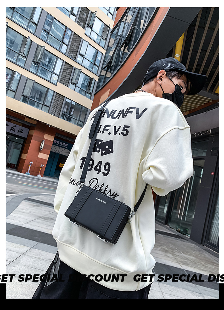 Uusi Hot Single Shoulder miesten ja naisten muotitrendi, Box hopea Crossbody -laukku, henkilökohtainen reppu, pieni neliö_voghion.com