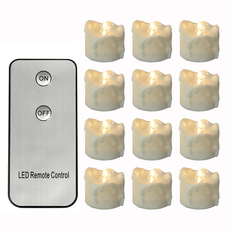 Bougies LED télécommandées – Effet scintillant et goutte d'eau pour anniversaires, mariages, Halloween et Noël (blanc chaud/froid/jaune, lot de 6)_voghion.com