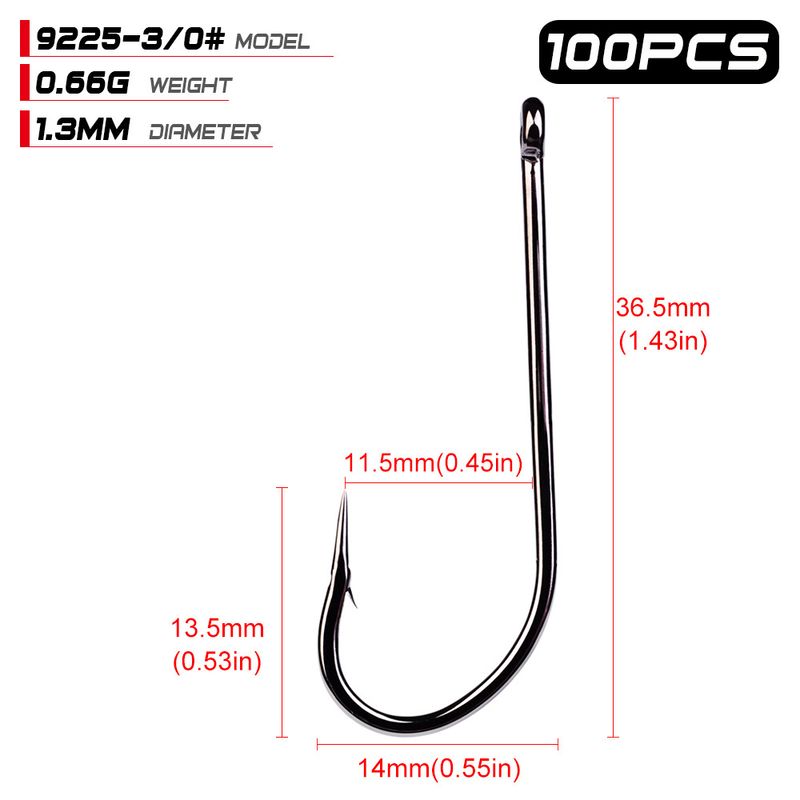 PRO BEROS Brand Fishing Gear Long Handle Hook Gun Black Belt Loop Barbed Fish Hooks 100 Pieces/Pack 9225_voghion.com