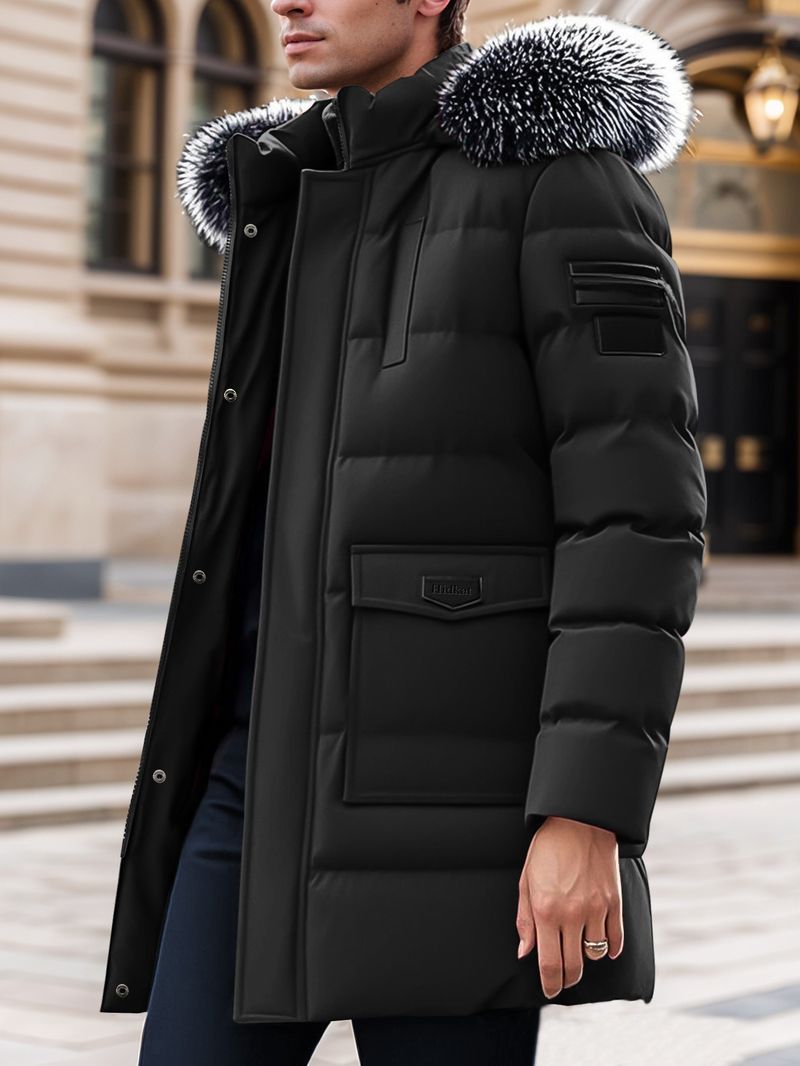 NOKOMETA Winterjacke für Herren aus hochwertiger Baumwolle, locker geschnitten, lange Jacke mit abnehmbarer Mütze_voghion.com