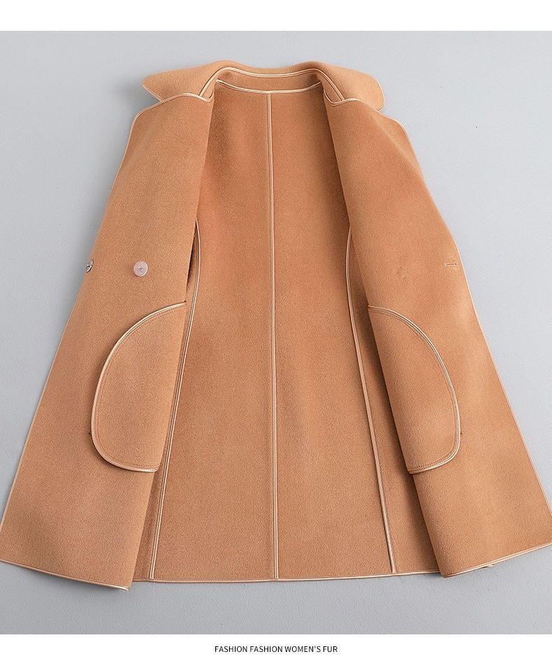 Schmaler Wollmantel im koreanischen Stil für Damen – Eleganter langer Mantel mit Schnürung für Herbst & Winter_voghion.com