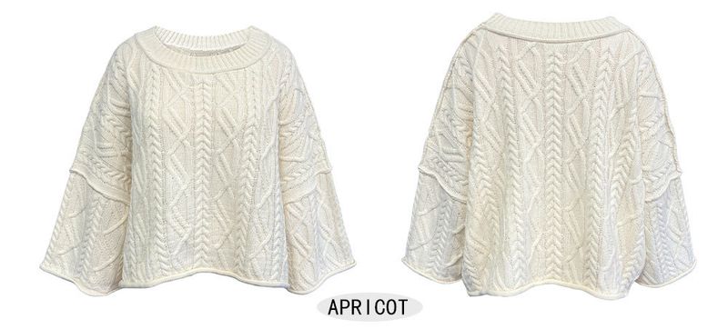 Maglione corto e largo lavorato a maglia con scollo rotondo, nuovo stile autunno inverno 2025 da donna_voghion.com