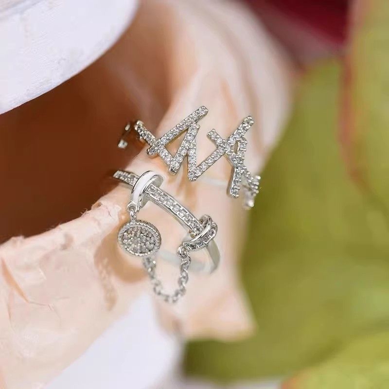 Avautuva ketju, pyöreä hopeinen, puhdas zirkoni, naisten lokerokuvio, etusormi, muodikas ja hieno kerrostettu kuvio, sormi,_voghion.com