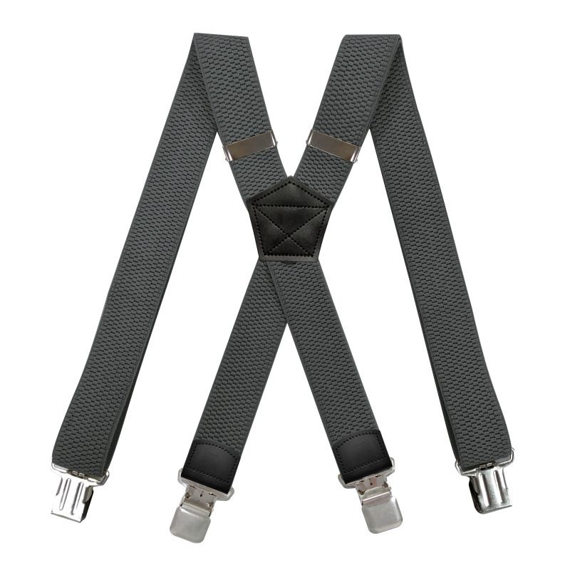VOOTHOST Heavy Duty Suspenders For Men Work Outdoor 3.5cm X-Back 4 Strong Clips Adjustable Elastic Trouser Braces Strap Belt F0212_voghion.com