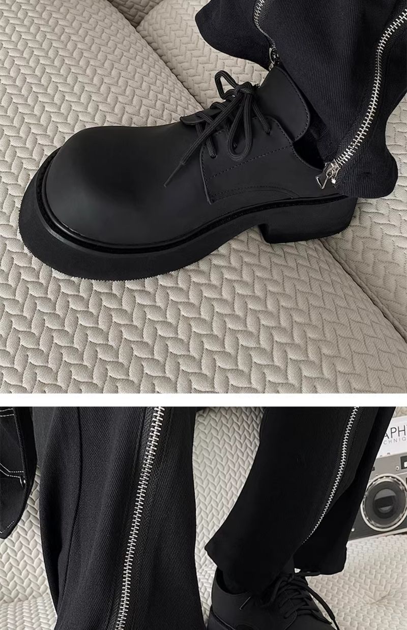 Thick Sole 5cm Couple Retro High Street Ins Big Head Leather Shoes_voghion.com