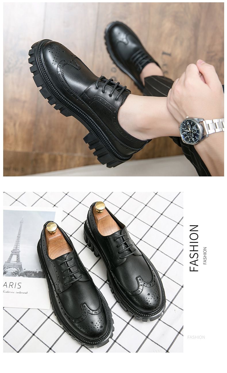 2024 Spring Blossom Men's British and Korean Round Toe Black Suit Wedding Business Dress Leather Shoes for Men_voghion.com