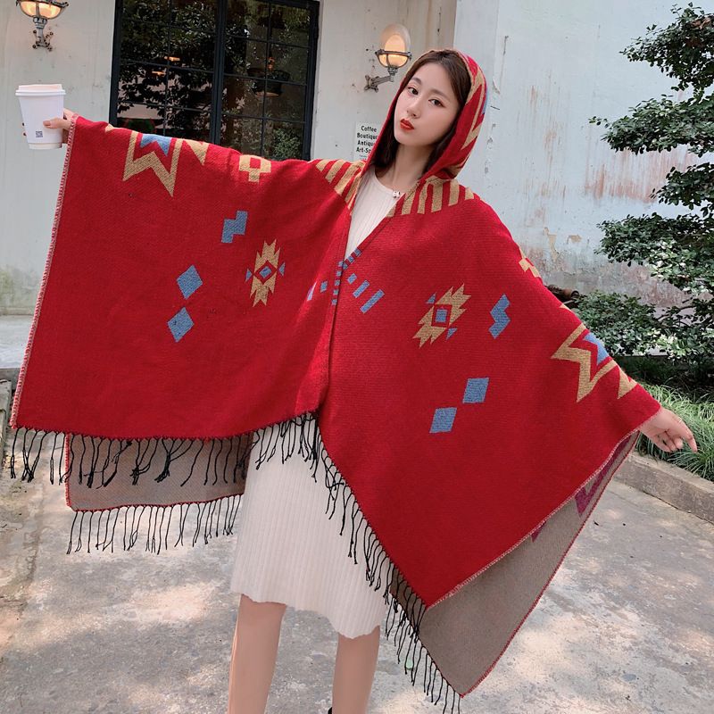 Thick warm  and winter women's new ethnic desert cape style blanket ins cashmere shawl_voghion.com