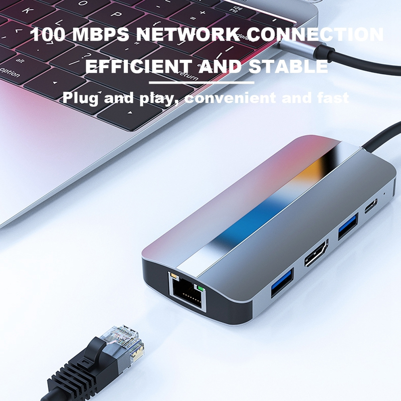 8 i 1 USB-C / Type-C til USB multifunksjonell dokkingstasjon HUB-adapter_voghion.com