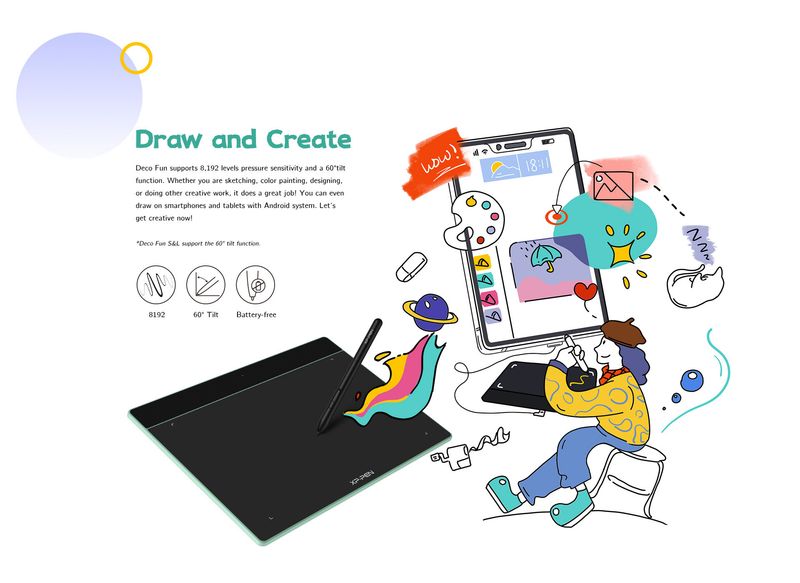 XP Pen Deco Fun XS Digital Drawing Graphics Tablet 4 Inch Art Signature Online Education For Windows Android Linux_voghion.com