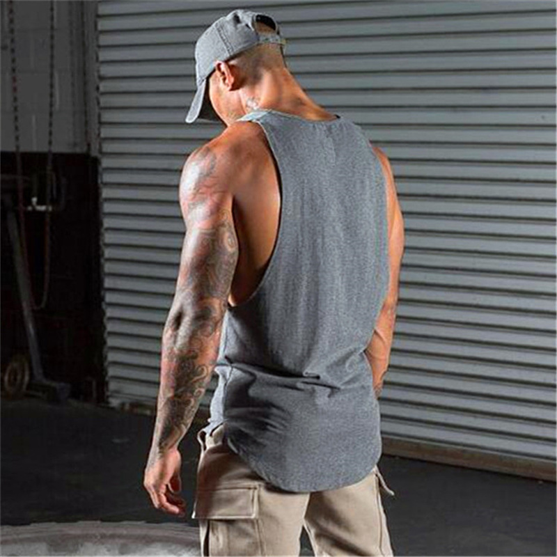 Herren-Tanktop aus reiner Baumwolle, T-Shirt mit elastischem Boden, Unterwäsche, komplett aus Baumwolle, Sport-Tanktop für Herren, bedruckt, Bodybuilding, Muskelschweiß_voghion.com